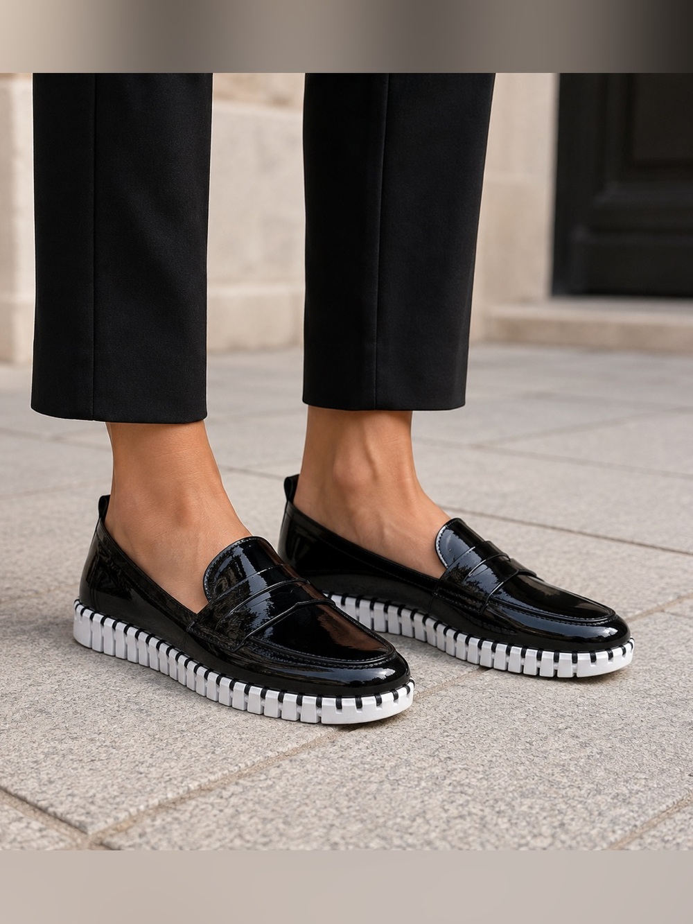 Ilse Jacobsen Tulip 3865 Black Patent Leather Penny Loafers Womens EU 39 US 8.5